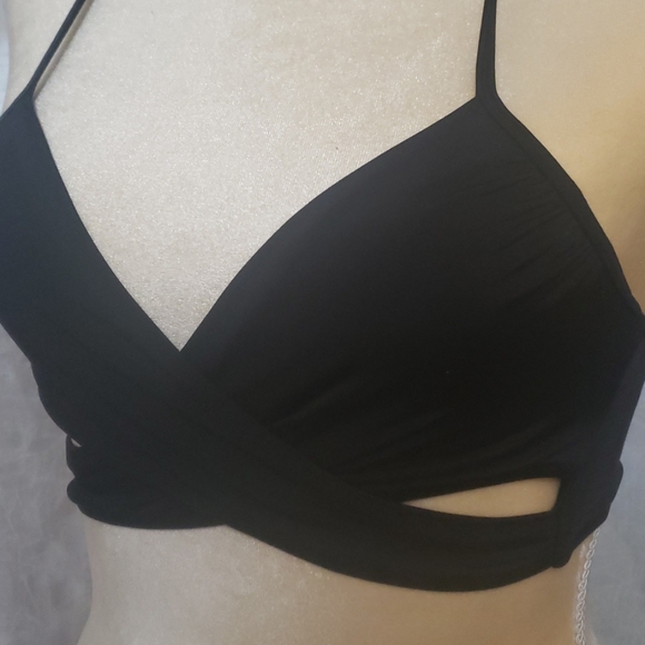 PINK Victoria's Secret Swim Bikini top Size Small Black Pink Preloved Vintage - Picture 2 of 15